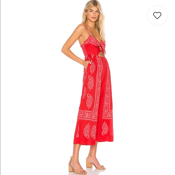 NEW • Free People • Feel The Sun Jumpsuit Red 0 - Picture 2 of 5
